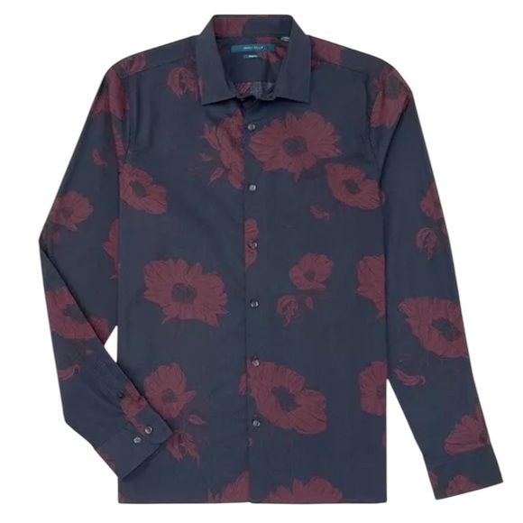 Perry Ellis India Ink Floral Button Up Shirt Mens 2XL Long Sleeve - Picture 1 of 7